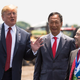 President Trump with Foxconn CEO Terry Gou and Masayoshi Son, chairman and CEO of SoftBank Group at the groundbreaking for the Foxconn factory on June 28, 2018 in Mt Pleasant, Wisconsin.